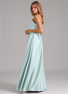 Azazie Lucienne Bridesmaid Dresses Sea Glass A-Line Strapless Stretch Satin Convertible Dress image3