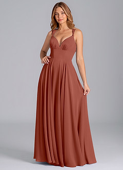 Azazie Darana Bridesmaid Dresses Auburn A-Line Corset Chiffon Dress image3