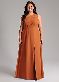 Azazie Phaedra Bridesmaid Dresses Cinnamon A-Line One Shoulder Chiffon Dress image9