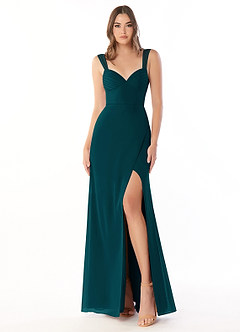 Azazie Audre Bridesmaid Dresses Pine Mermaid Pleated Chiffon Dress image1