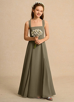 Azazie Tater Girls Formal Blumenmädchenkleider A-Linie Plissee Chiffon Kleid Weidengrün image4