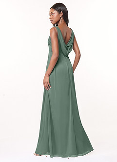 Azazie Oceana Final Sale Dusty Rose A-Line V-Neck Pleated Mesh Dress image2