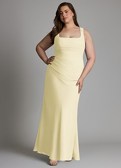 Azazie Agustina Bridesmaid Dresses Lemon Sorbet Mermaid Corset Chiffon Dress image9