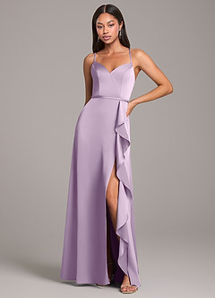 Azazie Naeem Robes de demoiselle d'honneur Robe Trapèze en Satin extensible Frostiges Flieder image1