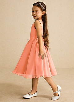 Azazie Ari Flower Girl Dresses Sunset A-Line Sleeveless Chiffon Dress image4