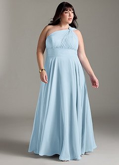 Azazie Charlize Bridesmaid Dresses Sky Blue A-Line One Shoulder Chiffon Dress image9