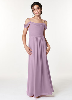 Azazie Alivia Junior Wisteria A-Line Off the Shoulder Chiffon Dress image4