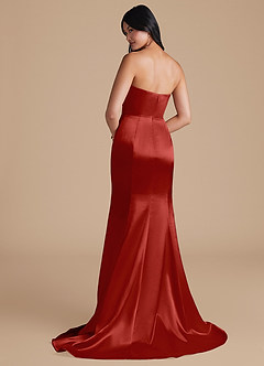 Azazie Aura Bridesmaid Dresses Rust Mermaid Metallic Satin Convertible Dress image3