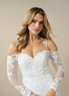 Azazie Danea Trouwjurken Jurk van Stretch crêpe met Zeemeermin Off the Shoulder Diamant Wit image5