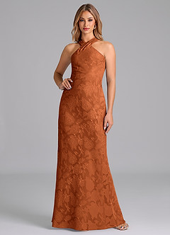 Azazie Doretta Probar vestidos en casa Vestido de Agave de Devorado Floral de Corte Sirena con Plisado image1