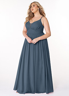 Azazie Rayna Bridesmaid Dresses Neptune A-Line V-Neck Pleated Chiffon Dress image9