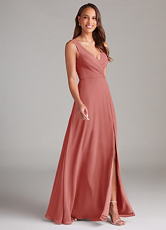 Azazie Nelly At-home Try On Dresses Agave A-Line Pleated Chiffon Dress image3