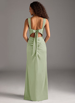 Azazie Jesaphine Bridesmaid Dresses Dusty Sage Sheath Bow Stretch Satin Dress image5