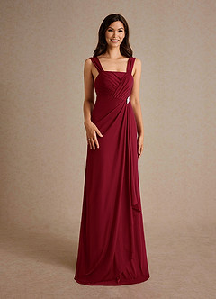 Azazie Clinton Mother of the Bride Dresses Burgundy A-Line Pleated Mesh Dress image7
