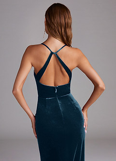 Azazie Becca Robes de demoiselle d'honneur Robe Fourreau en velours Topaze Bleue image5