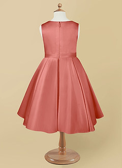 Azazie Coco Blumenmädchenkleider A-Linie Schleifen Matte Satin Kleid Lachsrosa image6