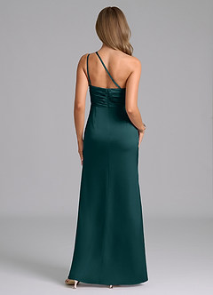 Azazie Eren Brautjungfernkleider Meerjungfrau-Linie One-Shoulder Stretch-Satin Kleid Kiefer image3