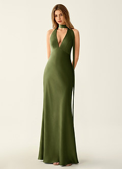 Wrenllien Olive Halter Satin Vacation Dress image5