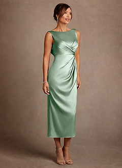 Azazie Mazhe Kleider für die Brautmutter A-Linie Plissee Stretch-Satin Kleid Agave image4