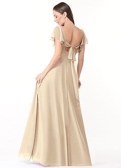Azazie Syenna Bridesmaid Dresses Champagne A-Line Ruched Chiffon Dress image2