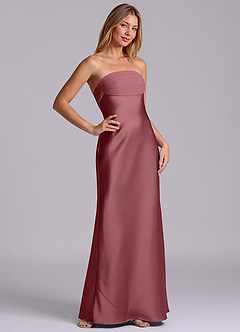 Azazie Ailanie Brudtärnklänningar Klä av Tubklänning i Stretch Satin Axelbandslös Desert Rose image5