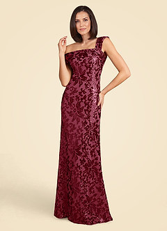 Azazie Odessia Mother of the Bride Dresses Burgundy A-Line Sequins Lace Dress image2