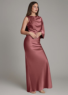 Azazie Darby Abiti da Damigella Abito Sirena in Raso Elasticizzato Plissettato Ametista image5