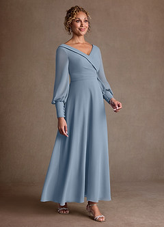 Azazie Paterson Suknie dla Matki Panny Młodej Linia A Pofałdowany Szyfon Długość kostki Sukienka image3