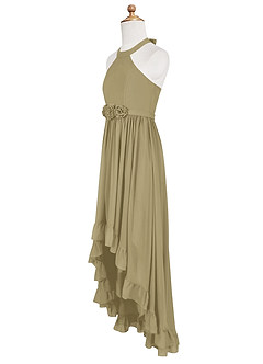Azazie Hermione Junior Robe Trapèze en Mousseline de soie Vert Mousse image8