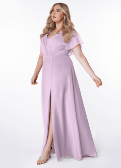 Azazie Rylee Bridesmaid Dresses Frosted Lilac A-Line Pleated Chiffon Dress image8