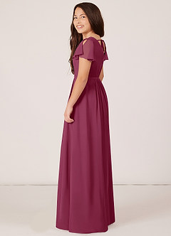 Azazie Peony Junior Mulberry A-Line Pleated Chiffon Dress image5