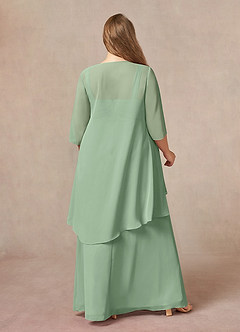 Azazie Weisz Mother of the Bride Dresses Matcha A-Line Square Neckline Pleated Chiffon Dress image8