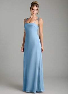 Azazie Ellia Bridesmaid Dresses Steel Blue A-Line Bow Chiffon Dress image3