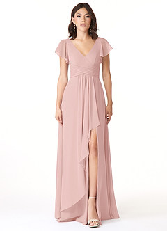 Azazie Omari Bridesmaid Dresses Powder Pink A-Line Chiffon Dress image1