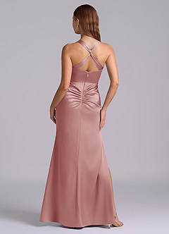 Azazie Amelie Abiti da Damigella Abito A-Line in Raso Elasticizzato Plissettato Rosa Polverosa image7