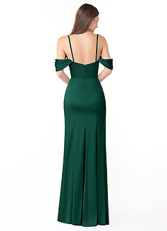 Azazie Amyra Bridesmaid Dresses Emerald Sheath Convertible Stretch Satin Dress image2