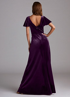 Azazie Soren Bridesmaid Dresses Grape A-Line Velvet Dress image6