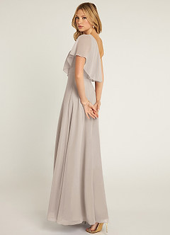 Azazie Lizzy Robes de demoiselle d'honneur Robe Trapèze en Mousseline de soie Ue épaule Givre image6