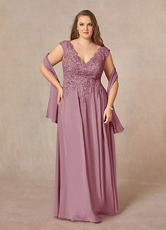 Azazie Amethyst Mother of the Bride Dresses Vintage Mauve A-Line V-Neck Sequins Chiffon Dress image9
