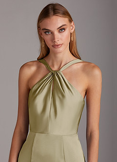 Azazie Elana Brautjungfernkleider Etui Seitliche Cut-Outs Stretch-Satin Kleid Moosgrün image6