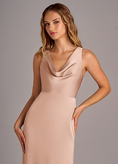 Azazie Wrenlee Brautjungfernkleider A-Linie Stretch-Satin Kleid Roségold image2