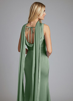Azazie Tallie Bridesmaid Dresses Matcha Mermaid Pleated Stretch Satin Dress image3