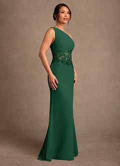 Azazie Kathie vestidos de madre de la novia Vestido de Verde Oscuro de Gasa de Corte Sirena con Encaje image3