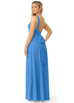 Azazie Kora Bridesmaid Dresses Blue Jay A-Line Pleated Chiffon Dress image5