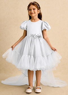 Azazie Cocoa Blumenmädchenkleider Ballkleid Plissee Tüll Kleid Weiß image3