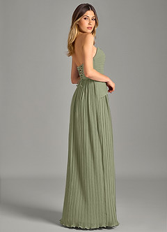 Azazie Becka Final Sale Pistachio A-Line Strapless Chiffon Dress image5