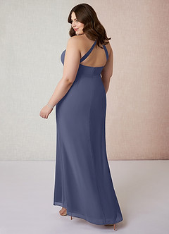 Azazie Becca Bridesmaid Dresses Stormy Sheath V-Neck Chiffon Dress image10