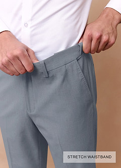 front Savile Light Blue Wool Blend Dress Pants