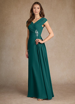 Azazie Bronson Mother of the Bride Dresses Peacock A-Line Pleated Chiffon Dress image4