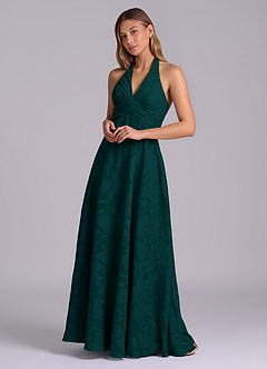 Azazie Tessie Bridesmaid Dresses Pine A-Line Pleated Floral Burnout Dress image4